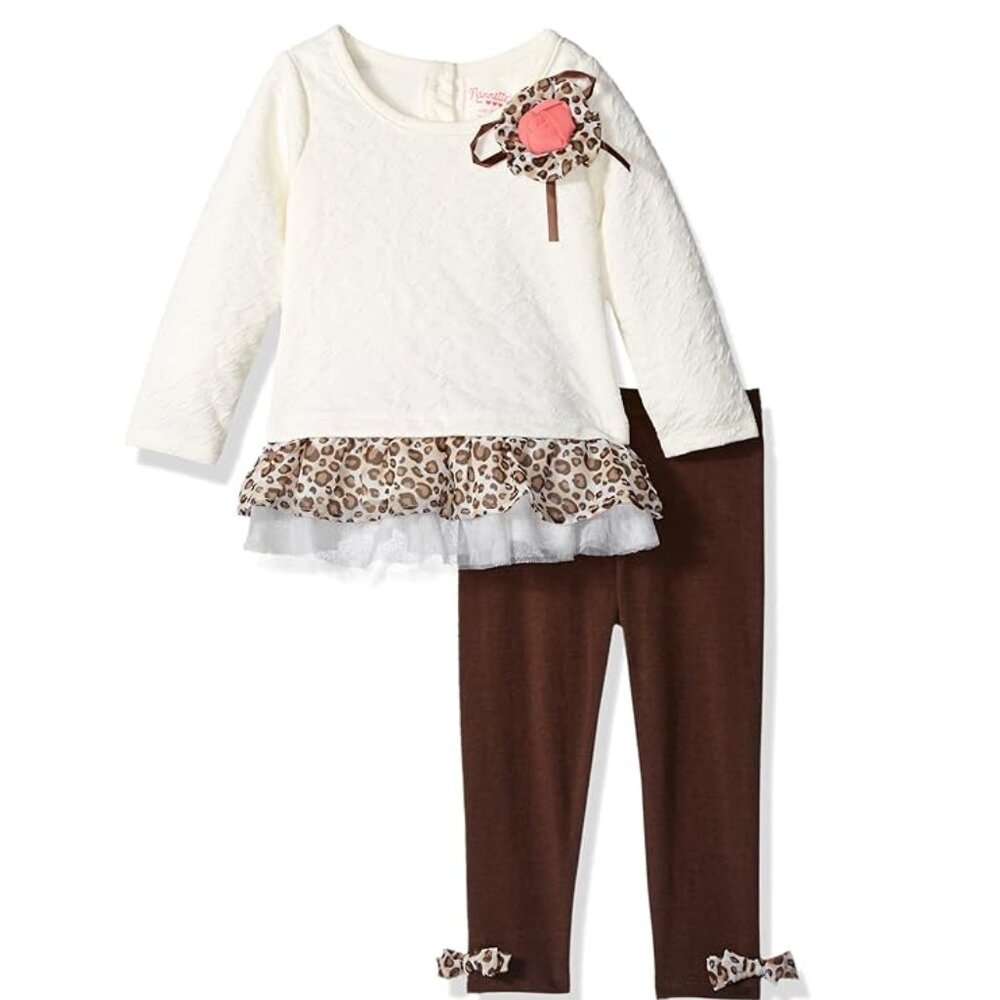 NEW Nannette 2 Piece Set Outfit Long Sleeve Leopard Print long Sleeve Top Pants